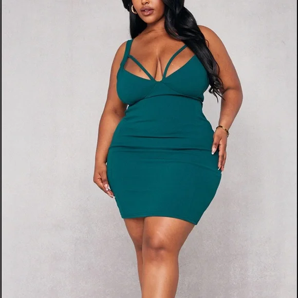 green emerald velvet dress Emerald Green Strappy Back Sexy Slit Simple A-Line Satin Dress main image 0